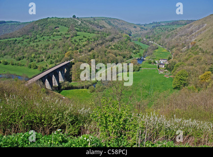 View north from Monsal head'along Upperdale to Millers Dale in Derbyshire England 'peak national park' and Headstone Viaduct Stock Photo