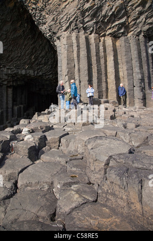 Staffa; tourists on the island; Scotland Stock Photo