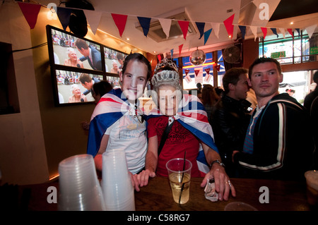 Celebrations in Soho pub for the Royal Wedding of William and Kate Stock Photo