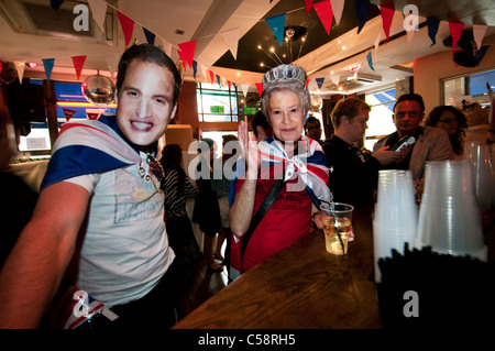 Celebrations in Soho pub for the Royal Wedding of William and Kate Stock Photo
