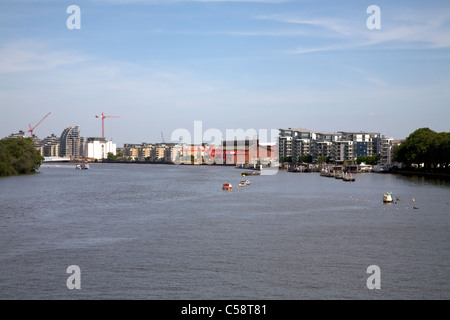 river thames looking east from putney bridge london england Stock Photo