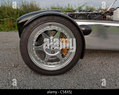 Image Wheels Ltd split rim wheel on a Dax Rush kit  car with a Sierra Cosworth Turbo engine Stock Photo