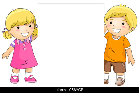 Kids with a Blank Board against White Background Stock Photo - Alamy