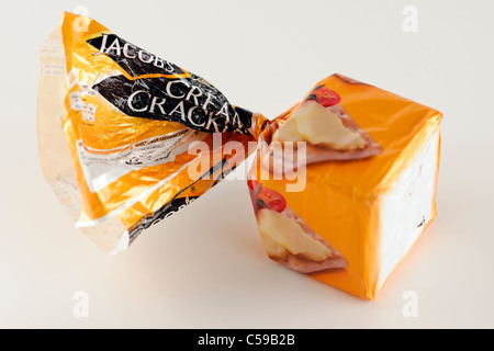 Half eaten packet of Jacobs cream crackers Stock Photo