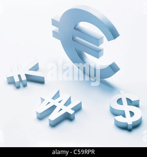 Close-up of Variety of currency symbols Stock Photo