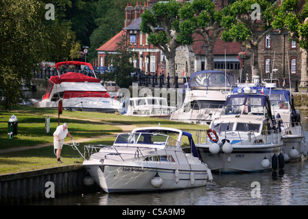 Boats moored on the Thames by Abingdon Bridge 2 Stock Photo