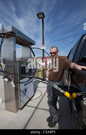 Compressed Natural Gas Vehicle Fueling Station Stock Photo