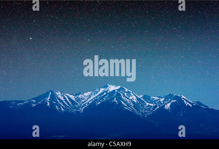 Mount Princeton and the Collegiate Peaks at dawn viewed from near Buena Vista, Colorado, USA Stock Photo