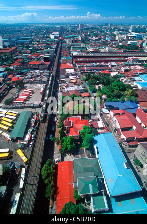 Manila Metro elevated rail transit system, main city rail track, Manila, Philippines. Stock Photo