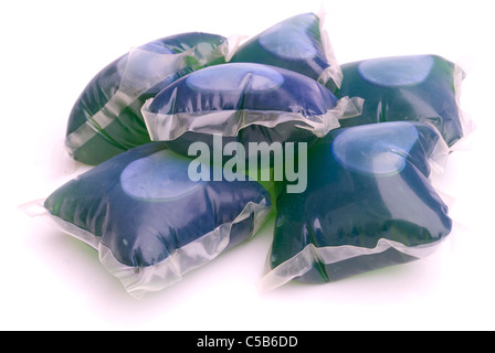 Gel capsules for washing machine isolated on white background Stock Photo