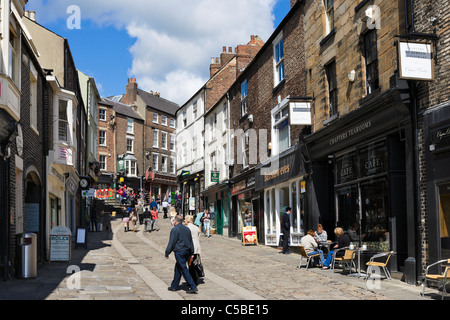 Shops on Elvet Bridge in the city centre, Durham, County Durham, North East England, UK Stock Photo