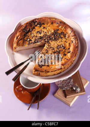 Cheese cake with chocolate, cut Stock Photo