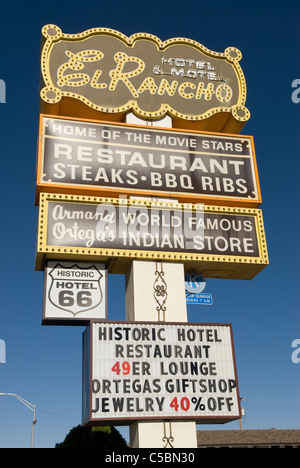 Hotel El Rancho sign, Gallup, New Mexico, USA. Iconic landmark known as ...