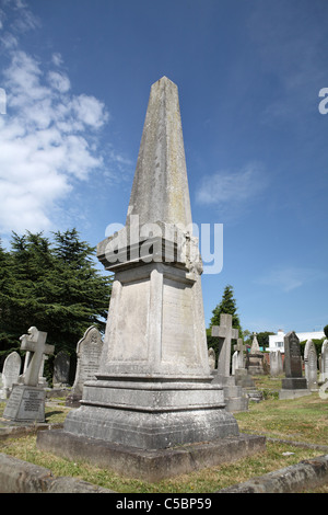 Obelisk in a graveyard Stock Photo