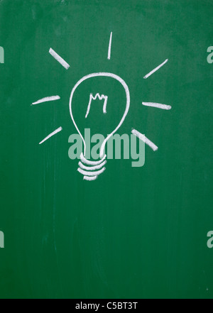 light bulb on a chalkboard Stock Photo