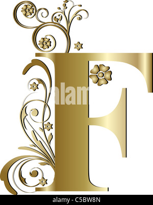 Decorated Capital Letter gold Stock Photo