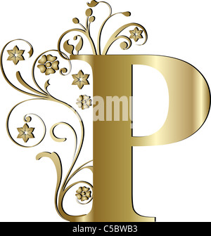 Decorated Capital Letter gold Stock Photo