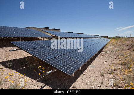 Photovoltaic solar panels at Red Rock Canyon National Conservation area park in Southern Nevada, USA. Stock Photo