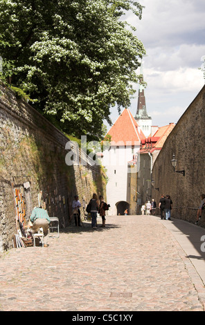 Pikk Jalg, gatehouse leading to Toompea Hill, Old Town, Tallinn, Estonia Stock Photo