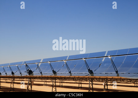 parabolic mirrors of the solar energy generating station (SEGS) thermal solar energy electric installation in the Mojave Desert Stock Photo