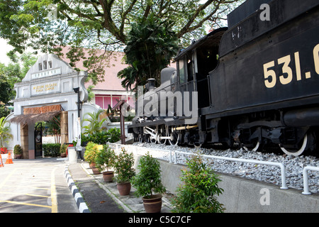 Old Locomotive and Entrance of Muzium Negara, National Museum, Kuala Lumpur, Malaysia