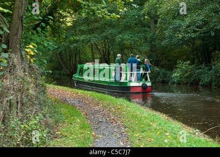 Narrowboat on the Monmouth & Brecon Canal, Wales Stock Photo