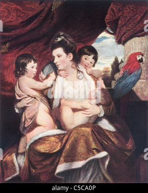 Painting by Sir Joshua Reynolds, 'Portrait of Lady Cockburn and Her Children', English School; Oil on Canvas 1773 Stock Photo