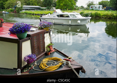 Boats on River Ouse in Ely Stock Photo