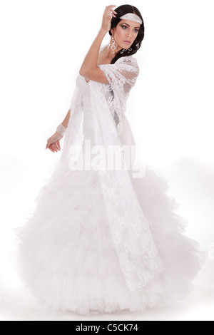Beautiful bride full length over white background Stock Photo