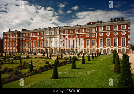 Hampton Court Palace south front, and Privy Garden. Stock Photo