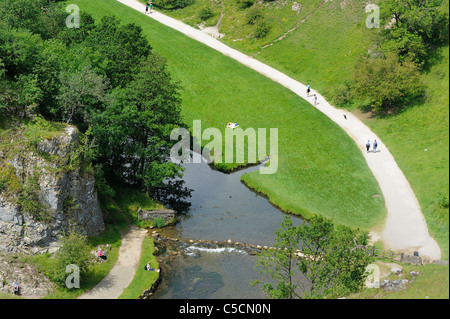 A view looking down from Thorpe cloud Dovedale derbyshire england uk Stock Photo