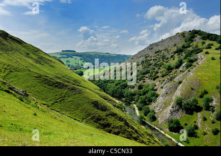 looking down from thorpe cloud into dovedale derbyshire england uk Stock Photo