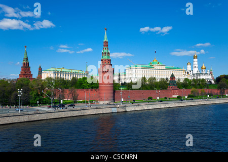 The Moscow Kremlin and the Moscow River. View from the Big Stone Bridge. Russia. Stock Photo