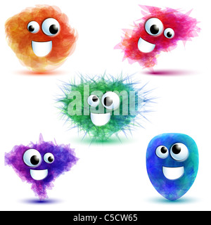 Set of five cute monsters Stock Photo