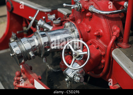 Close-up rear of vintage Dennis fire engine Stock Photo