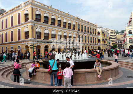 MACAU Street scene in downtown Macau showing colonial Portugese architecture.. photo by Sean Sprague Stock Photo