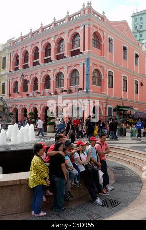 MACAU Street scene in downtown Macau showing colonial Portuguese architecture.. photo by Sean Sprague Stock Photo