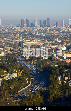 View above the Los Angeles Skyline, California, USA Stock Photo