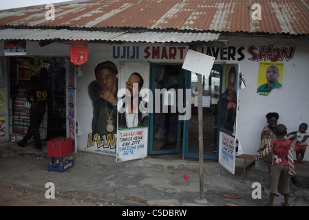 TANZANIA Street scenes in Mabatini, Mwanza. Small shops. photograph by Sean Sprague Stock Photo