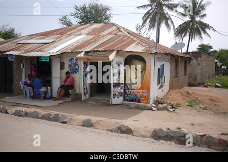 TANZANIA Street scenes in Mabatini, Mwanza. Small shops. photograph by Sean Sprague Stock Photo