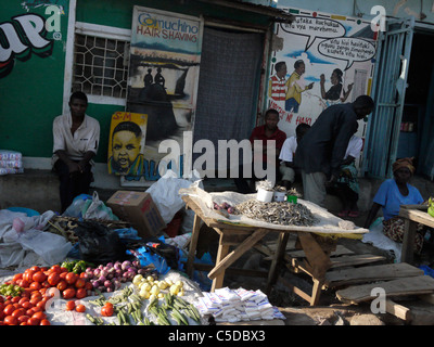 TANZANIA Street scenes in Mabatini, Mwanza. Small shops. photograph by Sean Sprague Stock Photo