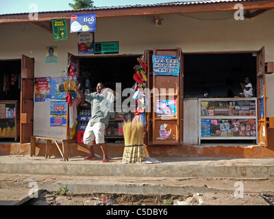 TANZANIA Street scenes in Mabatini, Mwanza. Small shops selling groceries. photograph by Sean Sprague Stock Photo