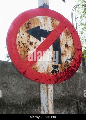 Road signboard showing no entry Stock Photo