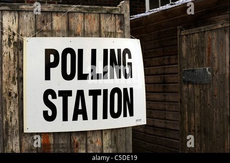 Local Council Elections 2011 - A Polling Station sign outside a school in Brighton Stock Photo