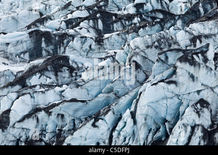 Pressure ridges in the face of Childs Glacier in the Chugach National Forest of the Copper River Delta in Southcentral Alaska. Stock Photo