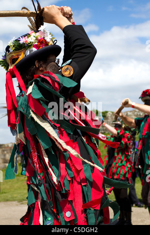 Foxs Border Morris Dancers, Detail and People, Performing at Tutbury Castle Weekend of Dance  Derbyshire, Uk Stock Photo