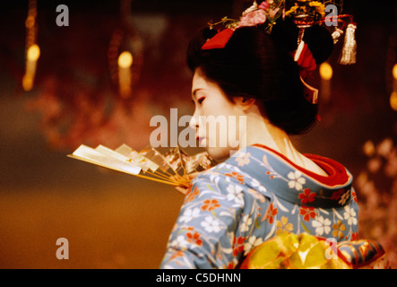 Dancer of Cherry Blossom Dance (Miyako Odori) at Gion Corner in Kyoto Stock Photo