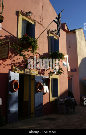 Greek Cafe in Fiscardo Kefalonia Stock Photo