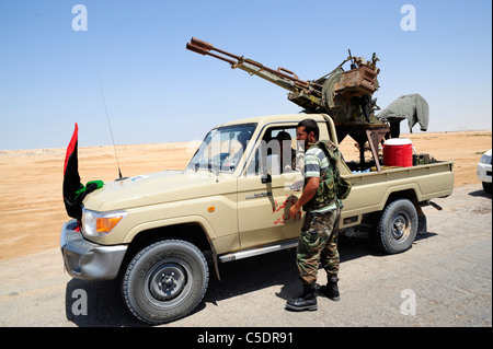 a war between Gaddafi army and Libya's Transitional National Council army with air support from NATO started on the 17 March 201 Stock Photo