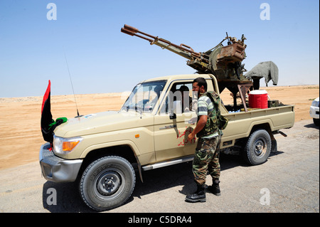 a war between Gaddafi army and Libya's Transitional National Council army with air support from NATO started on the 17 March 201 Stock Photo